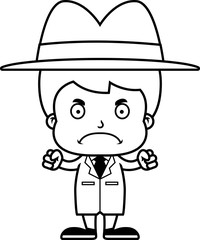 Cartoon Angry Detective Boy