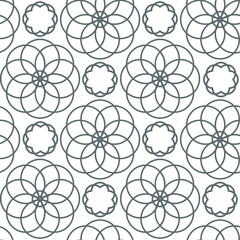 Geometric seamless pattern. Modern floral ornament. Gray and white color. Vector illustration. For the interior design, wallpaper, decoration print, fill pages