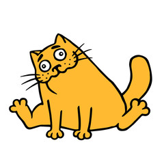 The cat drank valerian and sits happy. Vector illustration.