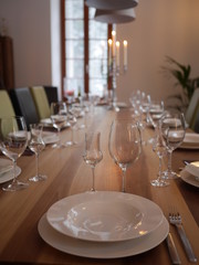 table set for  meal