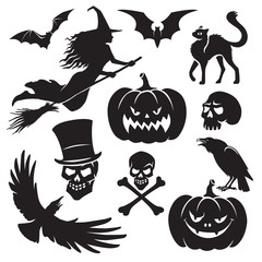 Fototapeta premium Halloween silhouette set