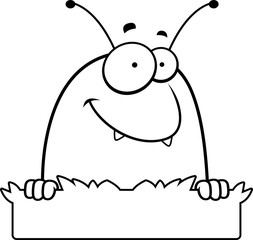 Fototapeta premium Cartoon Flea Grass Sign