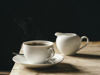 steamy cup of coffee