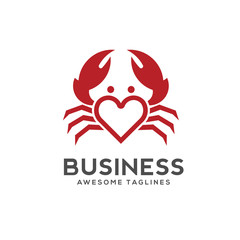 love Crab vector illustration logo style. Seafood Restaurant logo design.simple ocean crab logo vector