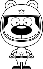 Cartoon Smiling Race Car Driver Bear