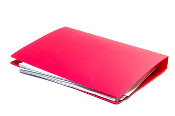 red files folder. retention of contracts and paper. with isolated white background