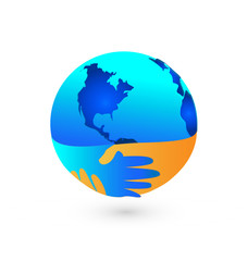 Fototapeta premium Worldwide handshake, peaceful agreement, icon vector