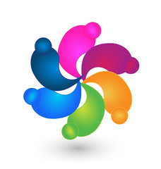 Teamwork colorful people, icon vector symbol