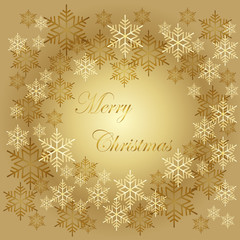 Christmas background, snowflakes on golden background
