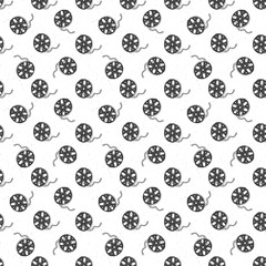 Cinema tape and film reel vintage seamless pattern, handdrawn sketch, retro movie and film industry, vector illustration