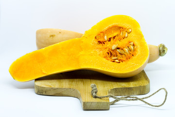 Butternut squash isolated. Pumpkin. White background.
