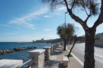 Fototapeta na wymiar Giovinazzo city embankment at Adriatic sea coast, Italy.