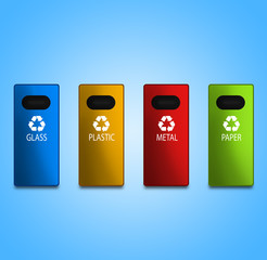 Four coloured containers for waste sorting - 176127564