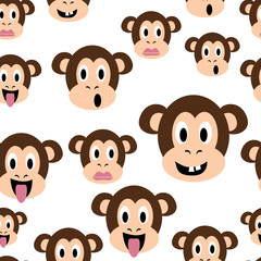 Monkey seamless pattern. Monkey heads seamless pattern. Monkey background.