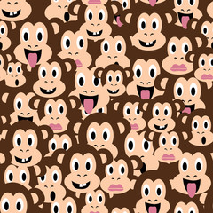 Monkey seamless pattern. Monkey heads seamless pattern. Monkey background.