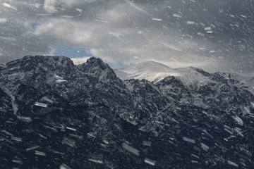 Snowy landscape view of Giewont pick