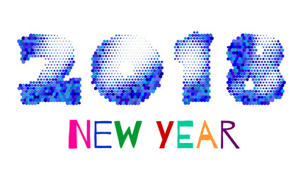 Multi-colored inscription 2018 merry christmas on a white background, template for design of a greeting card of the New Year, Christmas