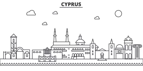 Foto op Canvas Cyprus architecture line skyline illustration. Linear vector cityscape with famous landmarks, city sights, design icons. Editable strokes © iconsgraph