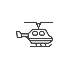 Helicopter line icon, outline vector sign, linear style pictogram isolated on white. Chopper copter symbol, logo illustration. Editable stroke