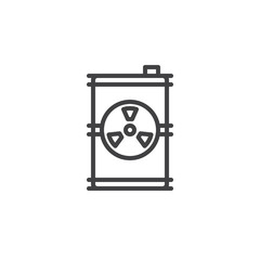 Fototapeta premium Toxic barrel line icon, outline vector sign, linear style pictogram isolated on white. Radioactive waste symbol, logo illustration. Editable stroke