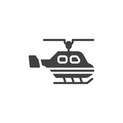 Helicopter icon vector, filled flat sign, solid pictogram isolated on white. Chopper copter symbol, logo illustration.