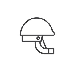 Military helmet line icon, outline vector sign, linear style pictogram isolated on white. Symbol, logo illustration. Editable stroke