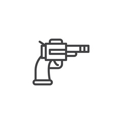 Revolver line icon, outline vector sign, linear style pictogram isolated on white. Pistol gun symbol, logo illustration. Editable stroke