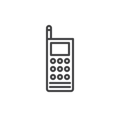 Walkie talkie line icon, outline vector sign, linear style pictogram isolated on white. Portable two-way radio transceiver symbol, logo illustration. Editable stroke