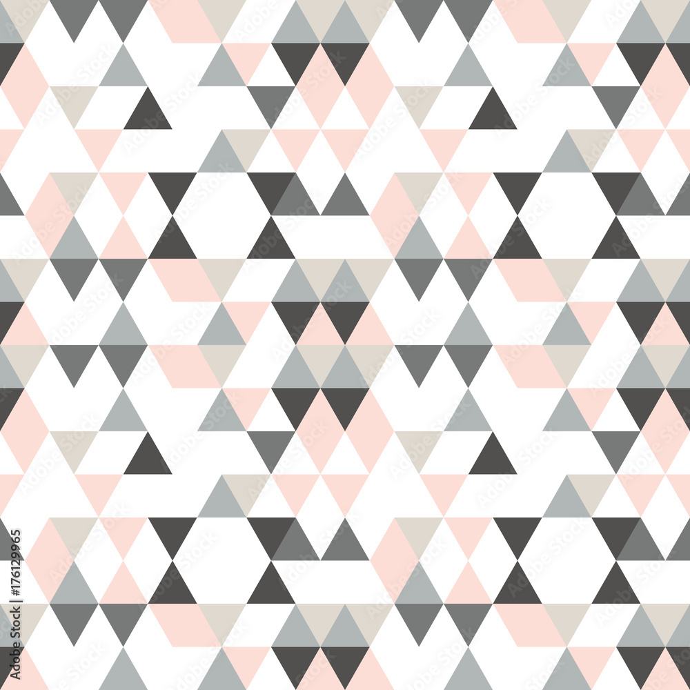 Aufkleber Geometric abstract pattern with triangles in muted  retro colors.