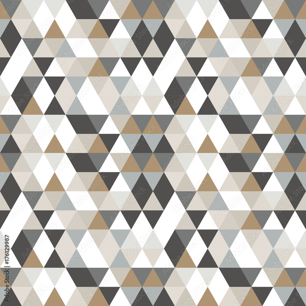Poster Geometric abstract pattern with triangles in muted  retro colors.