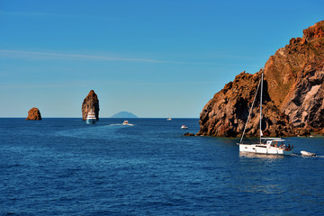 islands of Lipari (faraglioni)  archipelago Eolie Sicily Italy