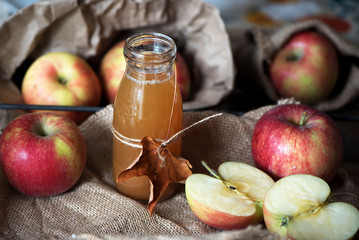 Homemade fresh apple cider in a jar.