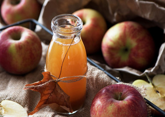 Homemade fresh apple cider in a jar.
