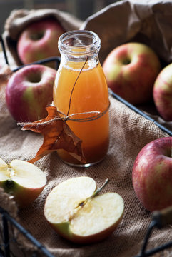 Homemade fresh apple cider in a jar.