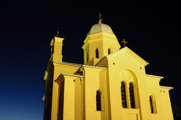 Church on thi night in Belgrade, Serbia