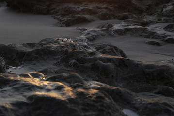 Black stone sunset blurry background