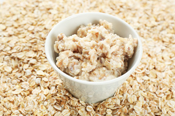 Tasty oatmeal for breakfast in bowl