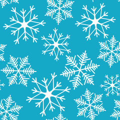 Snowflake simple seamless pattern. Abstract wallpaper, wrapping decoration. Symbol of winter, Merry Christmas holiday, Happy New Year celebration Vector illustration