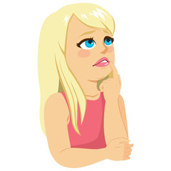 Illustration of sad overweight young girl thinking depressed