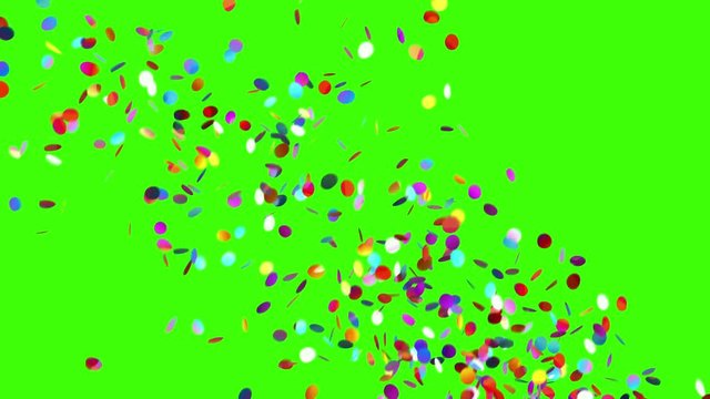 Confetti Party Popper Explosions on a Green Background, Five Options. 3d animation, 4K. look for more options in my portfolio