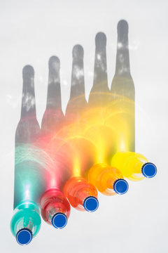 Colorful rainbow bottles