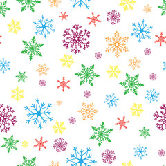 Snowflake simple seamless pattern. Abstract wallpaper, wrapping decoration. Symbol of winter, Merry Christmas holiday, Happy New Year celebration Vector illustration