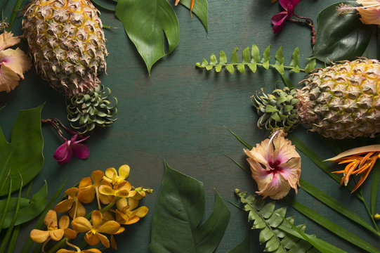 Tropical still life with copy space