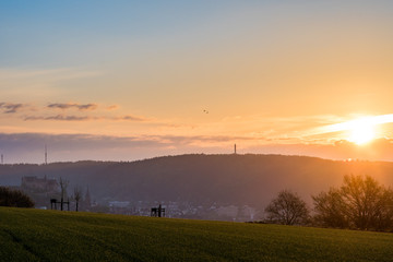 Naklejka na ściany i meble Sonnenaufgang über Marburg