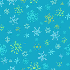 Snowflake simple seamless pattern. Abstract wallpaper, wrapping decoration. Symbol of winter, Merry Christmas holiday, Happy New Year celebration Vector illustration