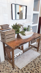 an old vintage modern bathroom in home house