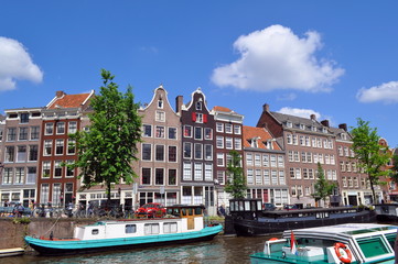 Iconic architecture of Amsterdam and its canals 