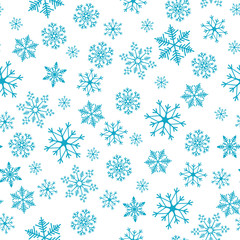 Snowflake simple seamless pattern. Abstract wallpaper, wrapping decoration. Symbol of winter, Merry Christmas holiday, Happy New Year celebration Vector illustration