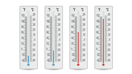 Indoor Home Office Thermometer Vector. Hot And Cold Temperature. Isolated Illustration