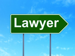 Law concept: Lawyer on road sign background